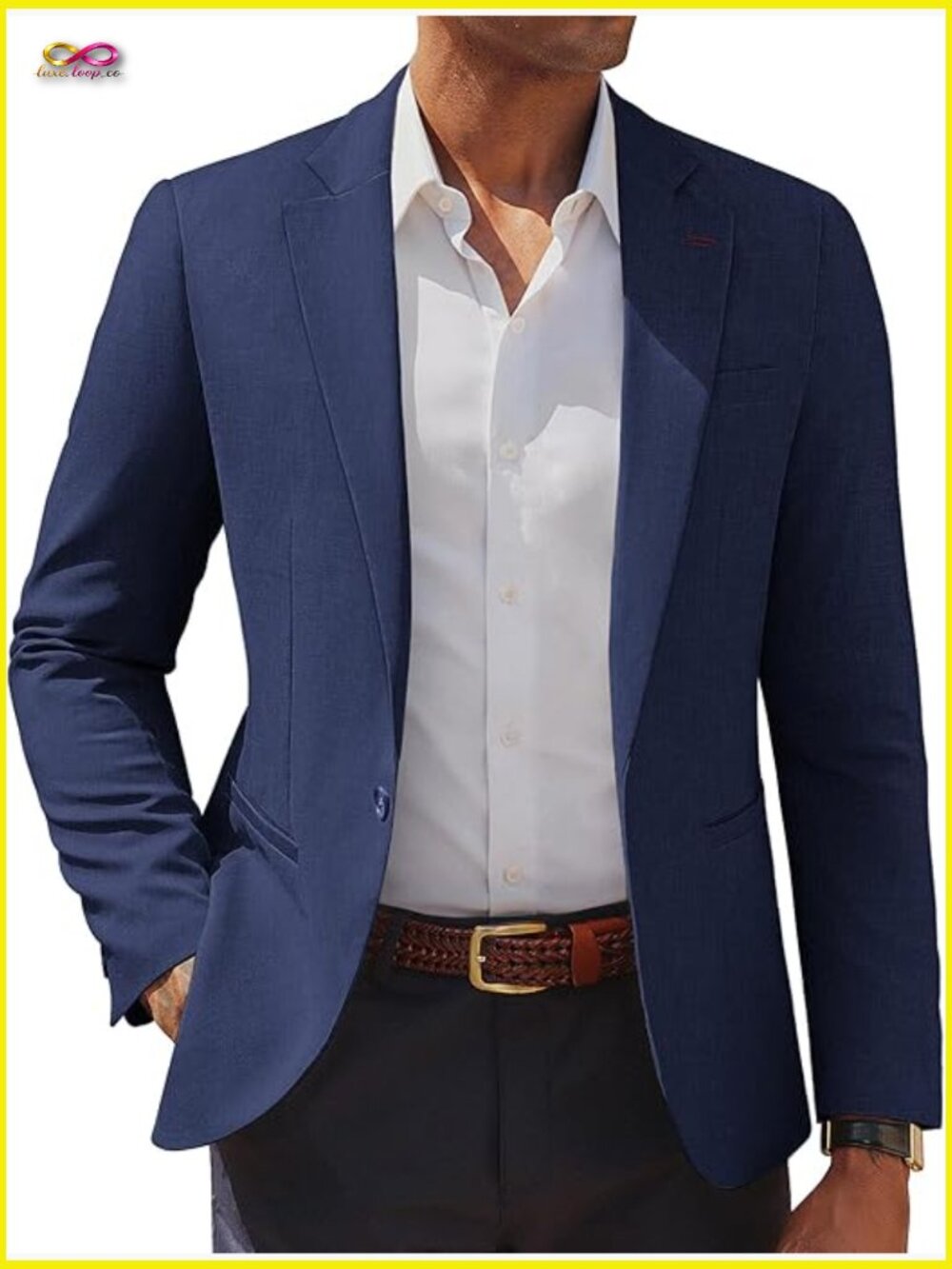 Men's Casual Blazer One Button Lightweight Sport Coat Notched Lapel Suit Jacket
